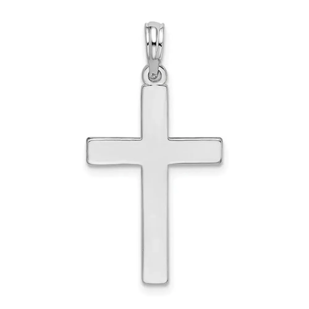 De-Ani Sterling Silver Polished Flat Latin Cross Pendant